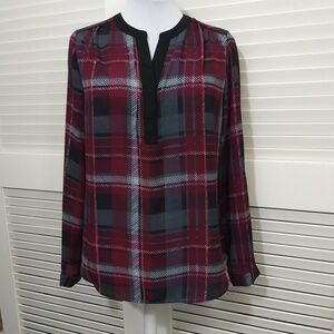 Red & Grey Plaid Roll Tab Tunic‎ Top Investments Petites